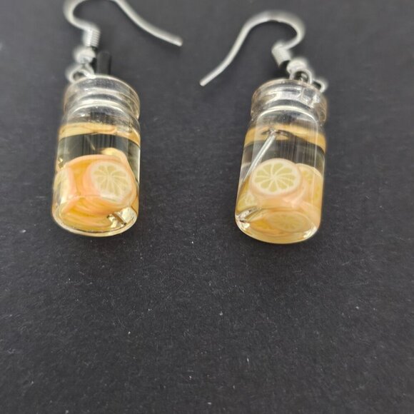 🚨Glass Risen Fruit Lemon Water Drop Dangle Earrings - Picture 7 of 8